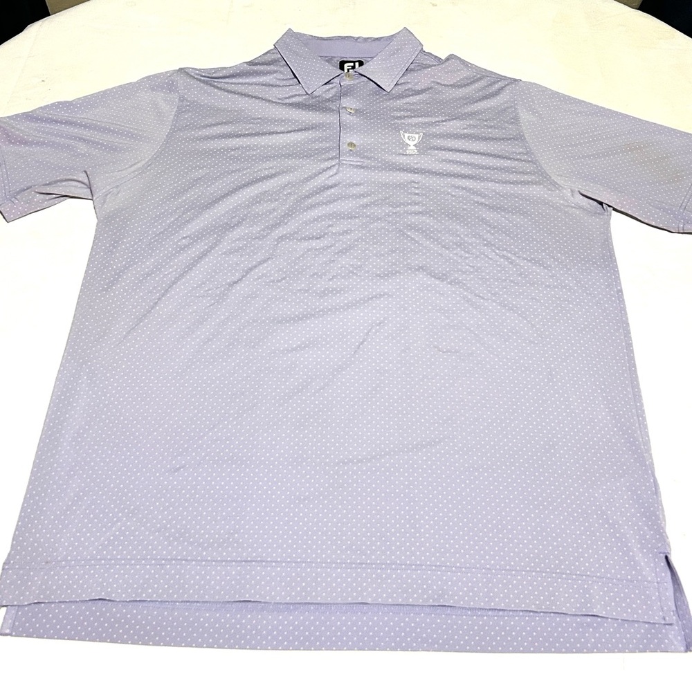 Footjoy Golf Polo Short Sleeve Striped Purple Men’s Sz XL Chest TGA 1914 Logo